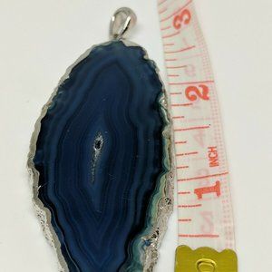 Blue Agate Slice Geode pendant ocean blue color 2.